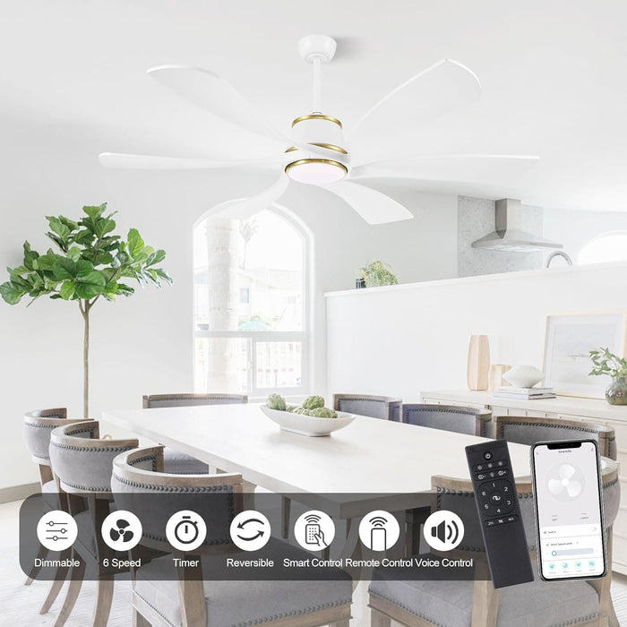 60 in. Large Smart Ceiling Fan with Light and Remote APP Control, Modern Dimmable LED Reversible DC Ceiling Fan, Compatible with Alexa and Google Assistant-6-ErisView