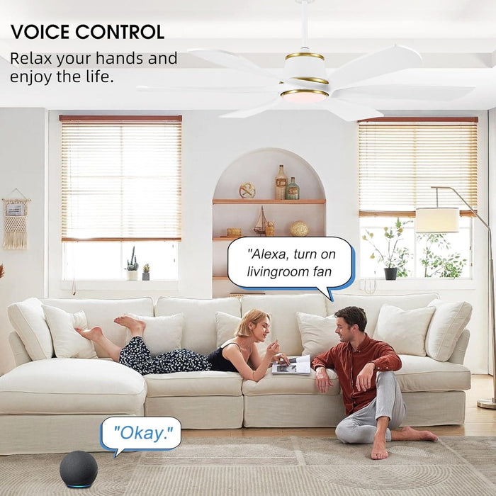 60 in. Large Smart Ceiling Fan with Light and Remote APP Control, Modern Dimmable LED Reversible DC Ceiling Fan, Compatible with Alexa and Google Assistant-8-ErisView