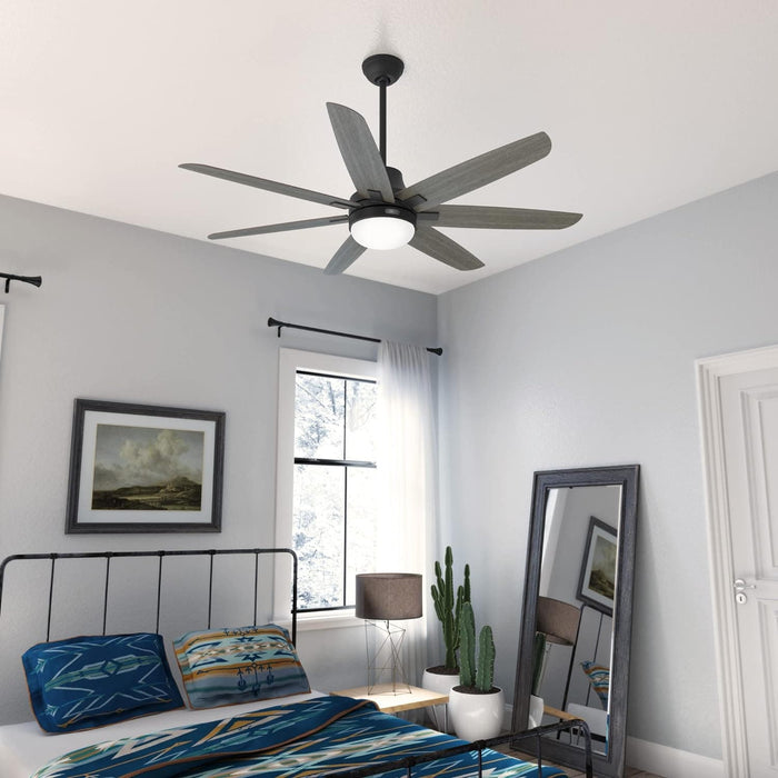 60 in. Matte Black Ceiling Fan, Hugger Ceiling Fans, Ceiling Fans for High Ceilings-4-ErisView