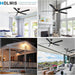 60 in. Matte Black and Gold Outdoor Ceiling Fan, Modern Ceiling Fan with Light and Remote Control, Reversible Dimmable Large Ceiling Fan for Porch Patio-6-ErisView