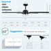 60 in. Matte Black and Gold Outdoor Ceiling Fan, Modern Ceiling Fan with Light and Remote Control, Reversible Dimmable Large Ceiling Fan for Porch Patio-7-ErisView