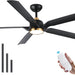 60 in. Matte Black and Gold Outdoor Ceiling Fan, Modern Ceiling Fan with Light and Remote Control, Reversible Dimmable Large Ceiling Fan for Porch Patio-8-ErisView