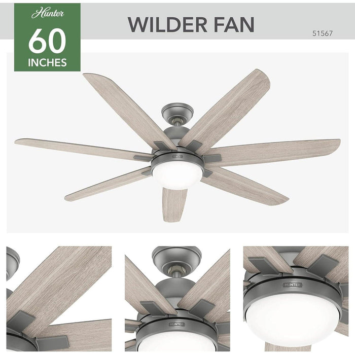 60 in. Matte Silver Ceiling Fan, Ceiling Hugger Ceiling Fans, Ceiling Hugger Ceiling Fans-3-ErisView