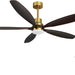 60 in. Modern Ceiling Fan with Light and Remote, 5 Blades Walnut Wood Black Outdoor Ceiling Fan, Brushed Nickel Ceiling Fan for Patio-10-ErisView