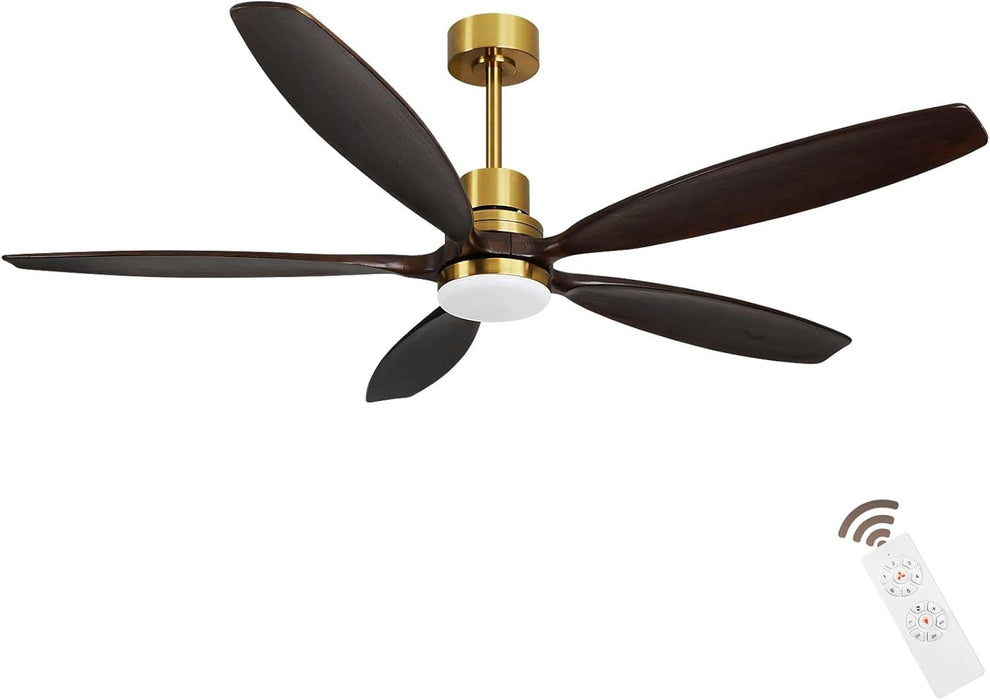 60 in. Modern Ceiling Fan with Light and Remote, 5 Blades Walnut Wood Black Outdoor Ceiling Fan, Brushed Nickel Ceiling Fan for Patio-10-ErisView