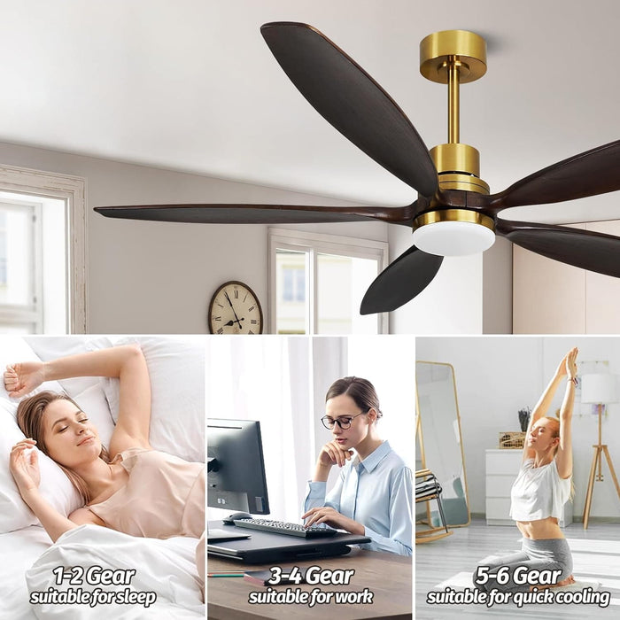 60 in. Modern Ceiling Fan with Light and Remote, 5 Blades Walnut Wood Black Outdoor Ceiling Fan, Brushed Nickel Ceiling Fan for Patio-11-ErisView