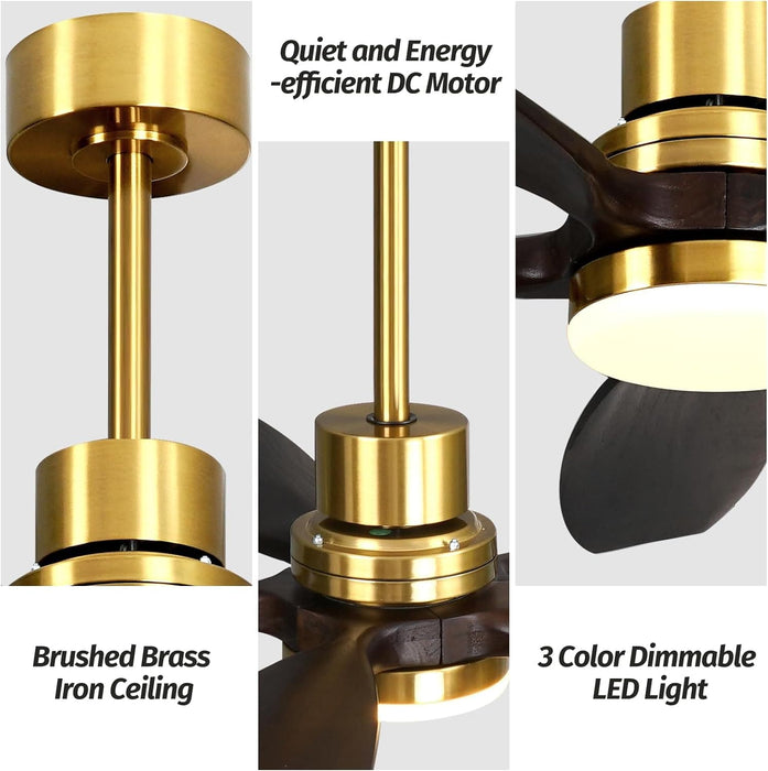 60 in. Modern Ceiling Fan with Light and Remote, 5 Blades Walnut Wood Black Outdoor Ceiling Fan, Brushed Nickel Ceiling Fan for Patio-14-ErisView