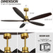 60 in. Modern Ceiling Fan with Light and Remote, 5 Blades Walnut Wood Black Outdoor Ceiling Fan, Brushed Nickel Ceiling Fan for Patio-15-ErisView