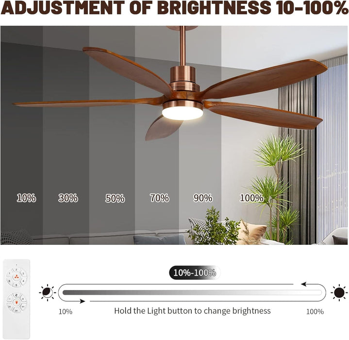 60 in. Modern Ceiling Fan with Light and Remote, 5 Blades Walnut Wood Black Outdoor Ceiling Fan, Brushed Nickel Ceiling Fan for Patio-18-ErisView