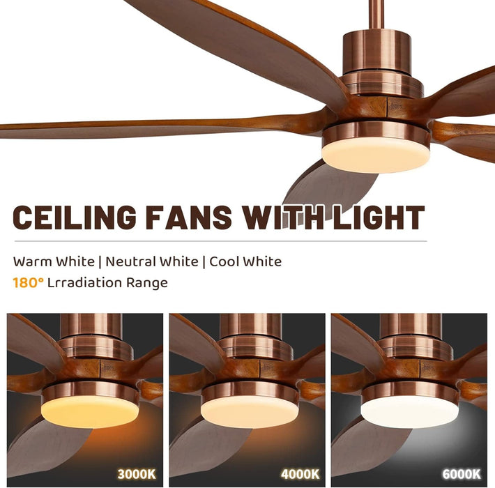 60 in. Modern Ceiling Fan with Light and Remote, 5 Blades Walnut Wood Black Outdoor Ceiling Fan, Brushed Nickel Ceiling Fan for Patio-19-ErisView