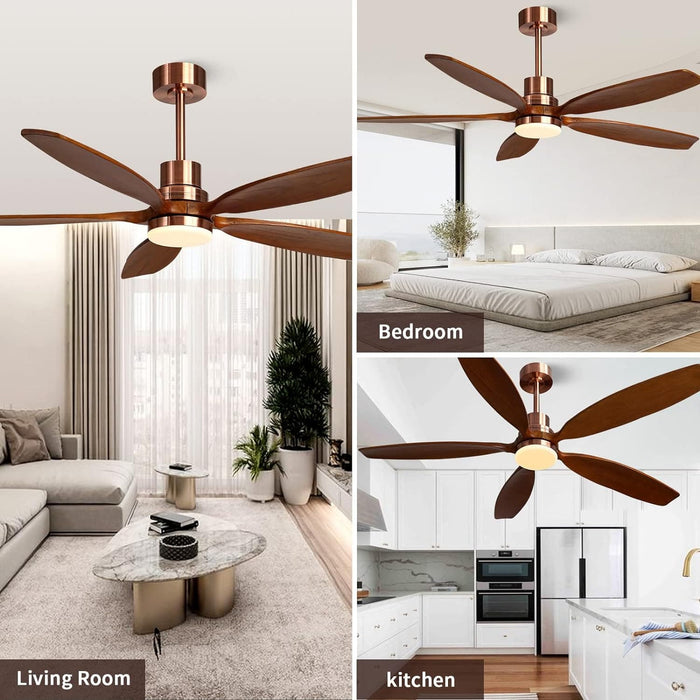 60 in. Modern Ceiling Fan with Light and Remote, 5 Blades Walnut Wood Black Outdoor Ceiling Fan, Brushed Nickel Ceiling Fan for Patio-23-ErisView