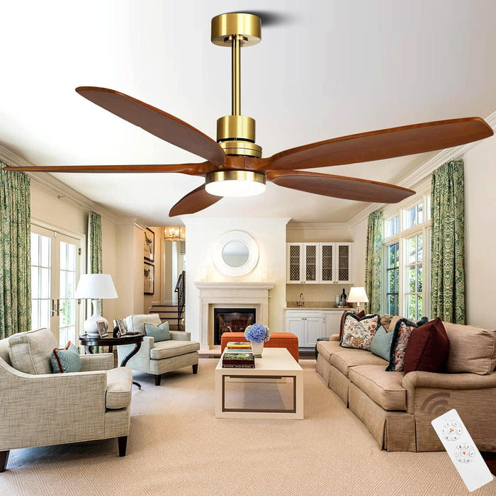 60 in. Modern Ceiling Fan with Light and Remote, 5 Blades Walnut Wood Black Outdoor Ceiling Fan, Brushed Nickel Ceiling Fan for Patio-24-ErisView