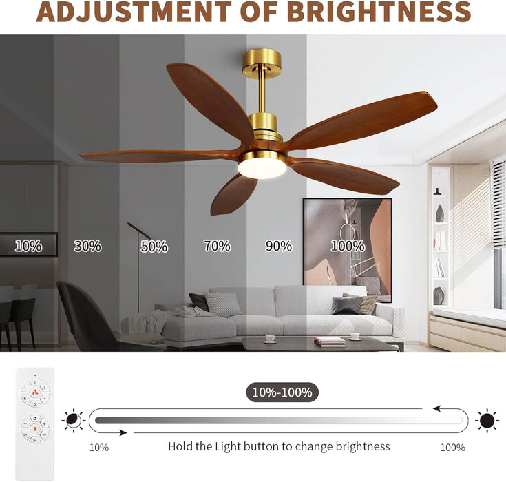 60 in. Modern Ceiling Fan with Light and Remote, 5 Blades Walnut Wood Black Outdoor Ceiling Fan, Brushed Nickel Ceiling Fan for Patio-25-ErisView