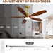 60 in. Modern Ceiling Fan with Light and Remote, 5 Blades Walnut Wood Black Outdoor Ceiling Fan, Brushed Nickel Ceiling Fan for Patio-25-ErisView