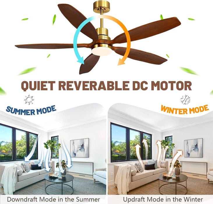60 in. Modern Ceiling Fan with Light and Remote, 5 Blades Walnut Wood Black Outdoor Ceiling Fan, Brushed Nickel Ceiling Fan for Patio-26-ErisView