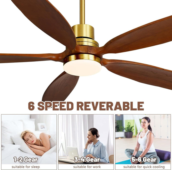 60 in. Modern Ceiling Fan with Light and Remote, 5 Blades Walnut Wood Black Outdoor Ceiling Fan, Brushed Nickel Ceiling Fan for Patio-27-ErisView