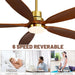 60 in. Modern Ceiling Fan with Light and Remote, 5 Blades Walnut Wood Black Outdoor Ceiling Fan, Brushed Nickel Ceiling Fan for Patio-27-ErisView