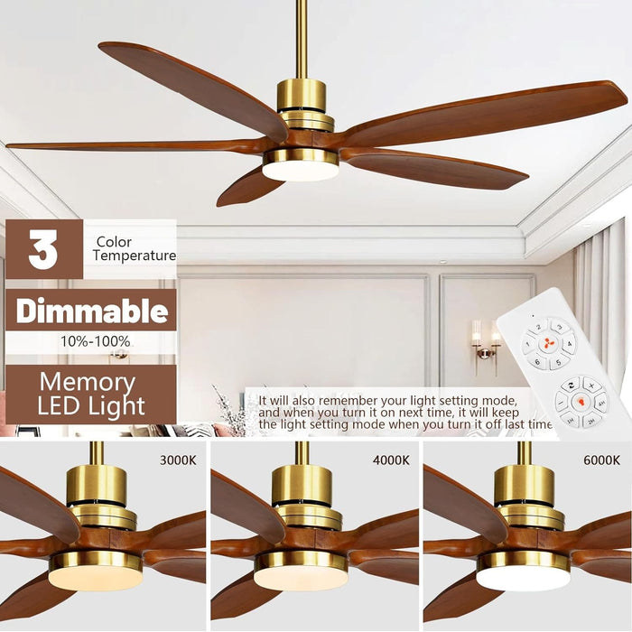 60 in. Modern Ceiling Fan with Light and Remote, 5 Blades Walnut Wood Black Outdoor Ceiling Fan, Brushed Nickel Ceiling Fan for Patio-28-ErisView