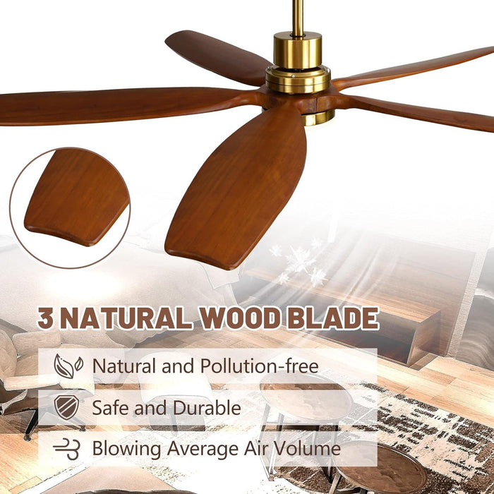 60 in. Modern Ceiling Fan with Light and Remote, 5 Blades Walnut Wood Black Outdoor Ceiling Fan, Brushed Nickel Ceiling Fan for Patio-29-ErisView