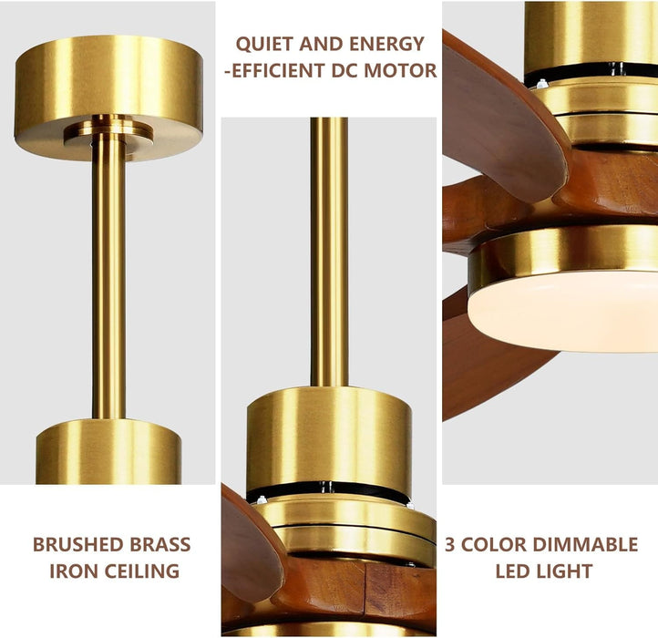 60 in. Modern Ceiling Fan with Light and Remote, 5 Blades Walnut Wood Black Outdoor Ceiling Fan, Brushed Nickel Ceiling Fan for Patio-30-ErisView