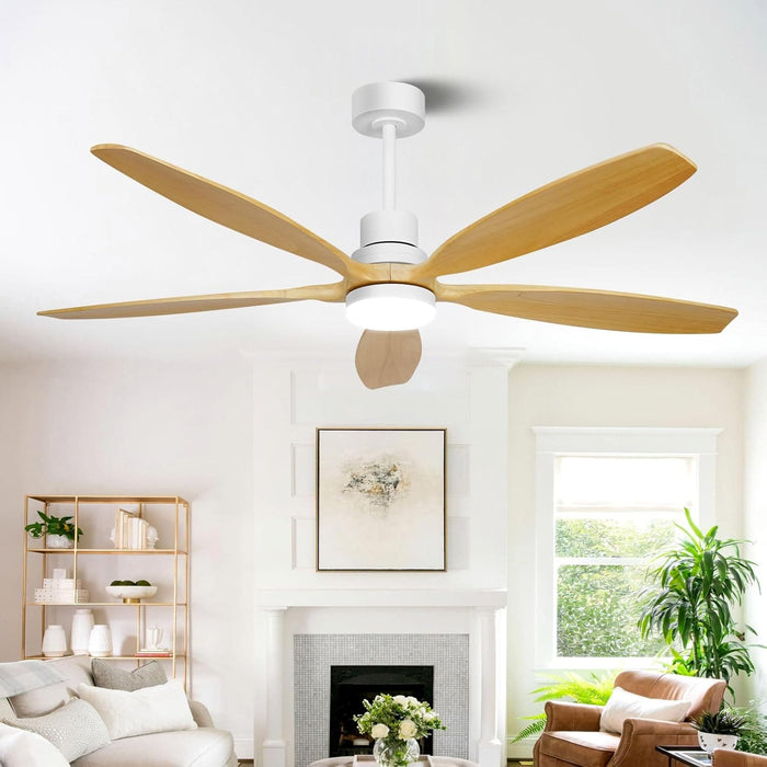 60 in. Modern Ceiling Fan with Light and Remote, 5 Blades Walnut Wood Black Outdoor Ceiling Fan, Brushed Nickel Ceiling Fan for Patio-32-ErisView