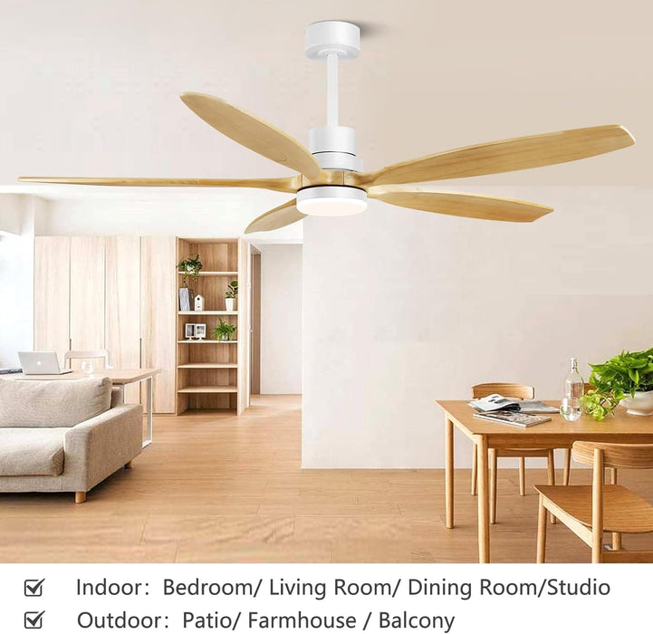 60 in. Modern Ceiling Fan with Light and Remote, 5 Blades Walnut Wood Black Outdoor Ceiling Fan, Brushed Nickel Ceiling Fan for Patio-33-ErisView