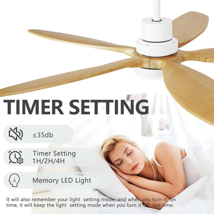 60 in. Modern Ceiling Fan with Light and Remote, 5 Blades Walnut Wood Black Outdoor Ceiling Fan, Brushed Nickel Ceiling Fan for Patio-35-ErisView