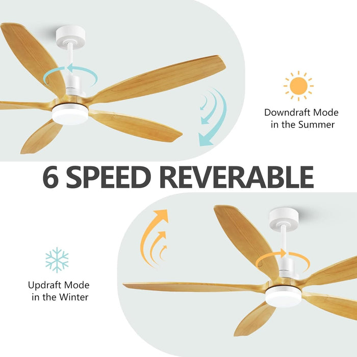 60 in. Modern Ceiling Fan with Light and Remote, 5 Blades Walnut Wood Black Outdoor Ceiling Fan, Brushed Nickel Ceiling Fan for Patio-36-ErisView