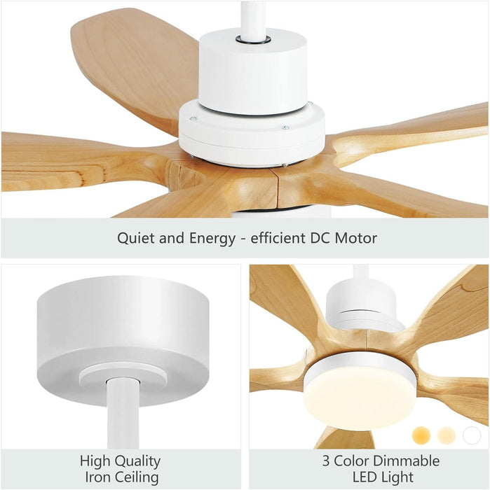 60 in. Modern Ceiling Fan with Light and Remote, 5 Blades Walnut Wood Black Outdoor Ceiling Fan, Brushed Nickel Ceiling Fan for Patio-38-ErisView