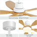 60 in. Modern Ceiling Fan with Light and Remote, 5 Blades Walnut Wood Black Outdoor Ceiling Fan, Brushed Nickel Ceiling Fan for Patio-38-ErisView