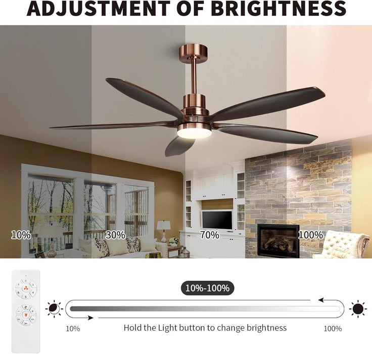 60 in. Modern Ceiling Fan with Light and Remote, 5 Blades Walnut Wood Black Outdoor Ceiling Fan, Brushed Nickel Ceiling Fan for Patio-3-ErisView