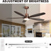 60 in. Modern Ceiling Fan with Light and Remote, 5 Blades Walnut Wood Black Outdoor Ceiling Fan, Brushed Nickel Ceiling Fan for Patio-3-ErisView