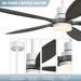 60 in. Modern Ceiling Fan with Light and Remote, 5 Blades Walnut Wood Black Outdoor Ceiling Fan, Brushed Nickel Ceiling Fan for Patio-42-ErisView