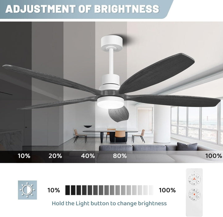 60 in. Modern Ceiling Fan with Light and Remote, 5 Blades Walnut Wood Black Outdoor Ceiling Fan, Brushed Nickel Ceiling Fan for Patio-43-ErisView