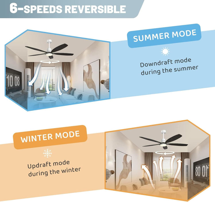 60 in. Modern Ceiling Fan with Light and Remote, 5 Blades Walnut Wood Black Outdoor Ceiling Fan, Brushed Nickel Ceiling Fan for Patio-45-ErisView