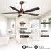 60 in. Modern Ceiling Fan with Light and Remote, 5 Blades Walnut Wood Black Outdoor Ceiling Fan, Brushed Nickel Ceiling Fan for Patio-8-ErisView