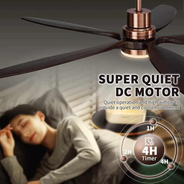 60 in. Modern Ceiling Fan with Light and Remote, 5 Blades Walnut Wood Black Outdoor Ceiling Fan, Brushed Nickel Ceiling Fan for Patio-9-ErisView