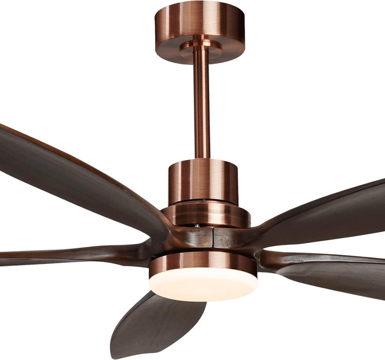 60 in. Modern Ceiling Fan with Light and Remote, 5 Blades Walnut Wood Black Outdoor Ceiling Fan, Brushed Nickel Ceiling Fan for Patio-1-ErisView