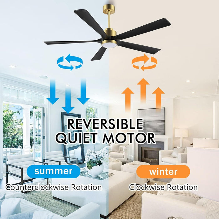 60 in. Modern Ceiling Fan with Light and Remote, Quiet Ceiling Fans with Lights for Kitchen Dining Living Room, 5 Wood Blades Ceiling Fan-10-ErisView