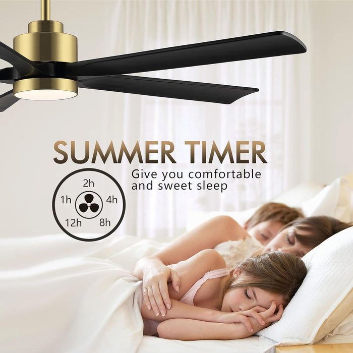 60 in. Modern Ceiling Fan with Light and Remote, Quiet Ceiling Fans with Lights for Kitchen Dining Living Room, 5 Wood Blades Ceiling Fan-14-ErisView