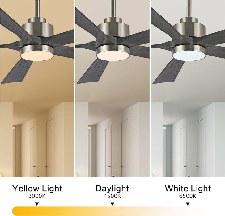 60 in. Modern Ceiling Fan with Light and Remote, Quiet Ceiling Fans with Lights for Kitchen Dining Living Room, 5 Wood Blades Ceiling Fan-19-ErisView
