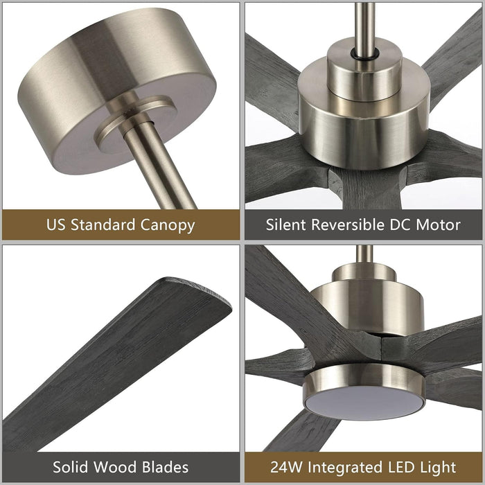 60 in. Modern Ceiling Fan with Light and Remote, Quiet Ceiling Fans with Lights for Kitchen Dining Living Room, 5 Wood Blades Ceiling Fan-21-ErisView