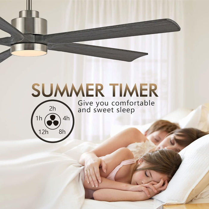 60 in. Modern Ceiling Fan with Light and Remote, Quiet Ceiling Fans with Lights for Kitchen Dining Living Room, 5 Wood Blades Ceiling Fan-22-ErisView