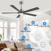 60 in. Modern Ceiling Fan with Light and Remote, Quiet Ceiling Fans with Lights for Kitchen Dining Living Room, 5 Wood Blades Ceiling Fan-23-ErisView