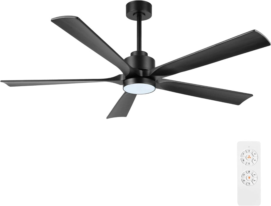 60 in. Modern Ceiling Fan with Light and Remote, Quiet Ceiling Fans with Lights for Kitchen Dining Living Room, 5 Wood Blades Ceiling Fan-25-ErisView