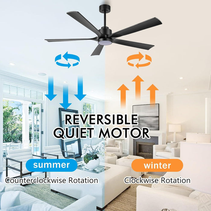 60 in. Modern Ceiling Fan with Light and Remote, Quiet Ceiling Fans with Lights for Kitchen Dining Living Room, 5 Wood Blades Ceiling Fan-26-ErisView