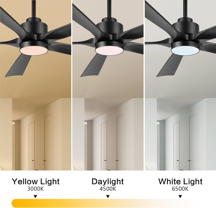 60 in. Modern Ceiling Fan with Light and Remote, Quiet Ceiling Fans with Lights for Kitchen Dining Living Room, 5 Wood Blades Ceiling Fan-27-ErisView