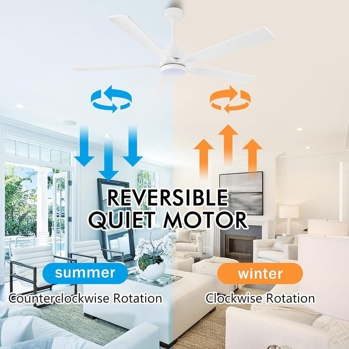 60 in. Modern Ceiling Fan with Light and Remote, Quiet Ceiling Fans with Lights for Kitchen Dining Living Room, 5 Wood Blades Ceiling Fan-42-ErisView