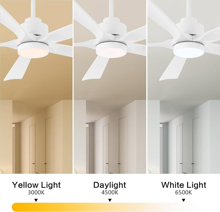 60 in. Modern Ceiling Fan with Light and Remote, Quiet Ceiling Fans with Lights for Kitchen Dining Living Room, 5 Wood Blades Ceiling Fan-43-ErisView