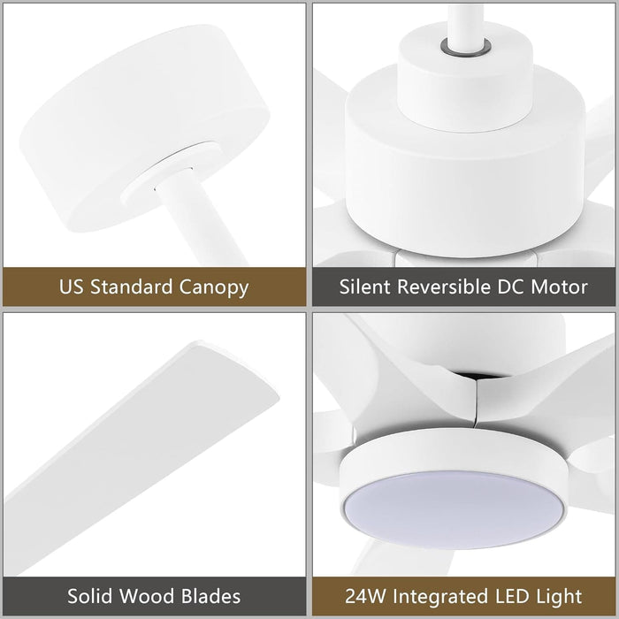 60 in. Modern Ceiling Fan with Light and Remote, Quiet Ceiling Fans with Lights for Kitchen Dining Living Room, 5 Wood Blades Ceiling Fan-45-ErisView